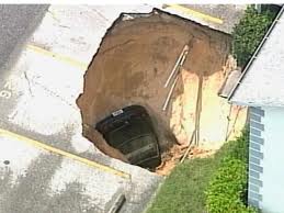 Driver rescued after car falls into Ohio sinkhole